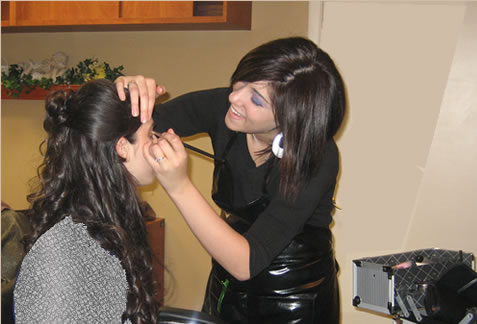 Gina Etri applying make-up for the prom